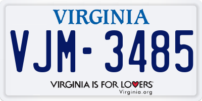 VA license plate VJM3485