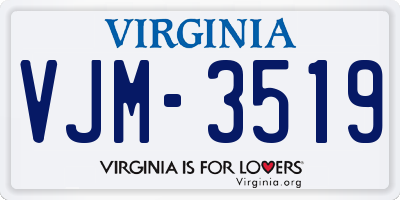 VA license plate VJM3519