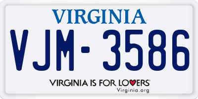 VA license plate VJM3586