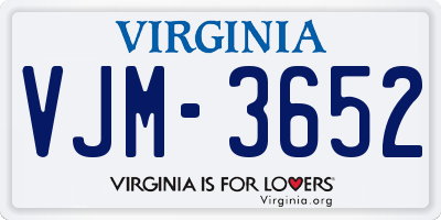 VA license plate VJM3652
