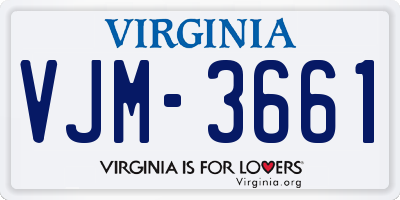 VA license plate VJM3661