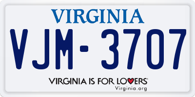 VA license plate VJM3707