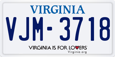 VA license plate VJM3718