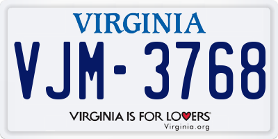 VA license plate VJM3768