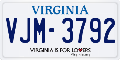 VA license plate VJM3792