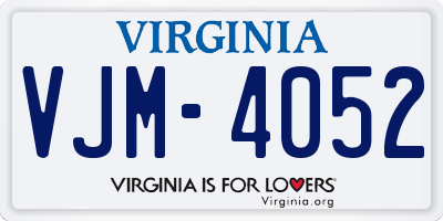 VA license plate VJM4052