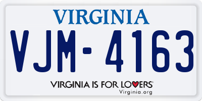 VA license plate VJM4163