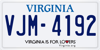 VA license plate VJM4192
