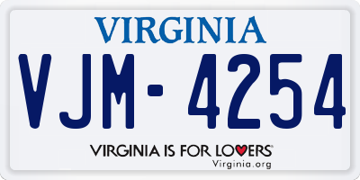 VA license plate VJM4254
