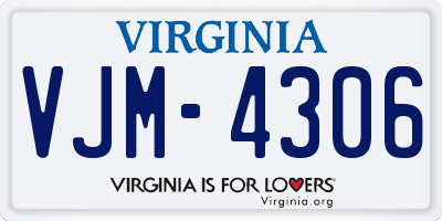 VA license plate VJM4306