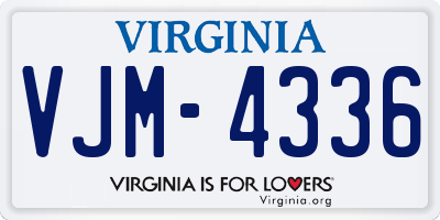 VA license plate VJM4336