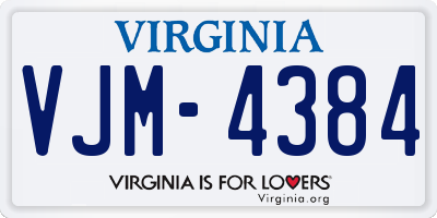 VA license plate VJM4384