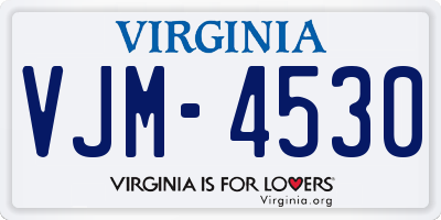 VA license plate VJM4530