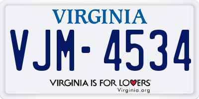 VA license plate VJM4534