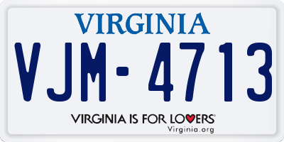 VA license plate VJM4713