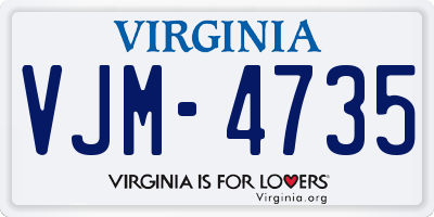 VA license plate VJM4735