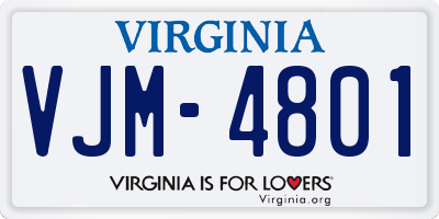 VA license plate VJM4801