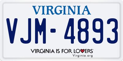 VA license plate VJM4893