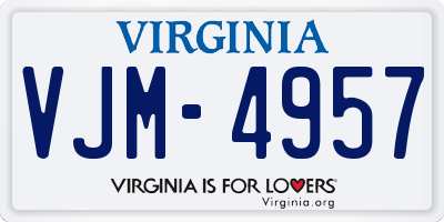 VA license plate VJM4957
