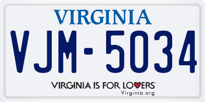 VA license plate VJM5034