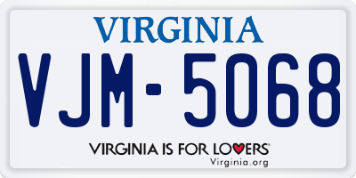 VA license plate VJM5068