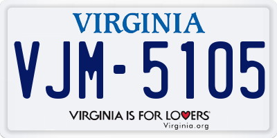 VA license plate VJM5105