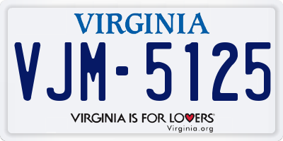 VA license plate VJM5125