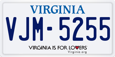 VA license plate VJM5255