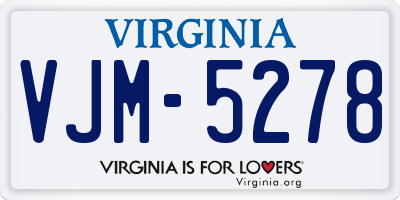 VA license plate VJM5278