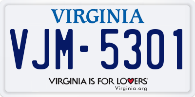 VA license plate VJM5301