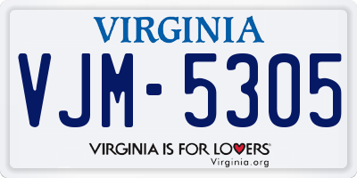 VA license plate VJM5305