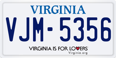 VA license plate VJM5356