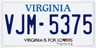 VA license plate VJM5375
