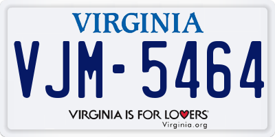 VA license plate VJM5464