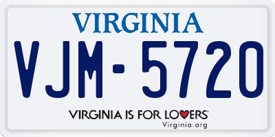 VA license plate VJM5720