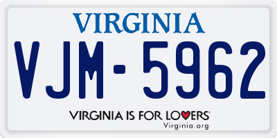 VA license plate VJM5962