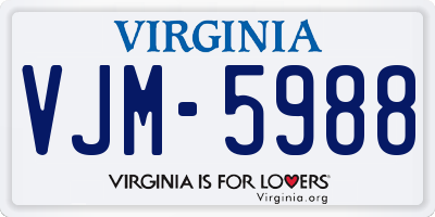 VA license plate VJM5988
