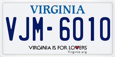 VA license plate VJM6010