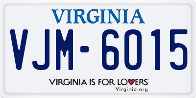 VA license plate VJM6015