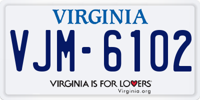 VA license plate VJM6102
