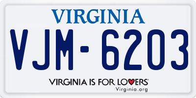 VA license plate VJM6203