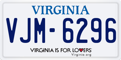 VA license plate VJM6296