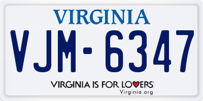 VA license plate VJM6347