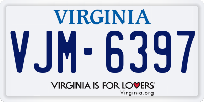 VA license plate VJM6397