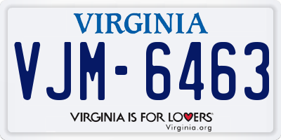 VA license plate VJM6463