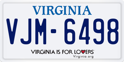 VA license plate VJM6498