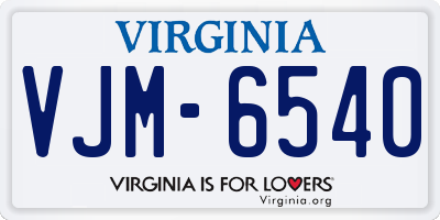VA license plate VJM6540