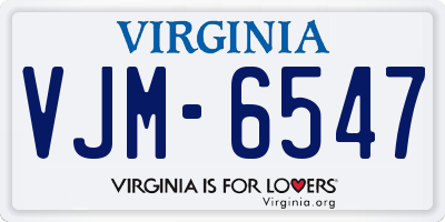 VA license plate VJM6547