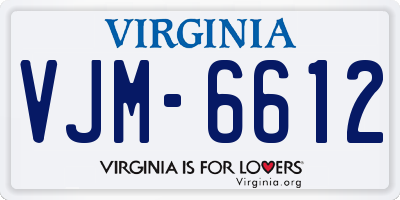 VA license plate VJM6612
