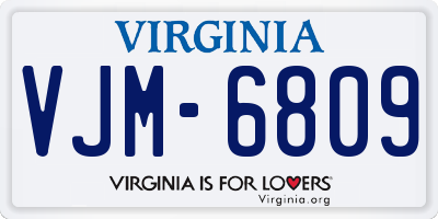 VA license plate VJM6809